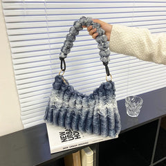 Quilted Shoulder Bag Soft Plush Underarm Handbag