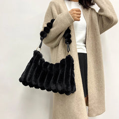 Quilted Shoulder Bag Soft Plush Underarm Handbag