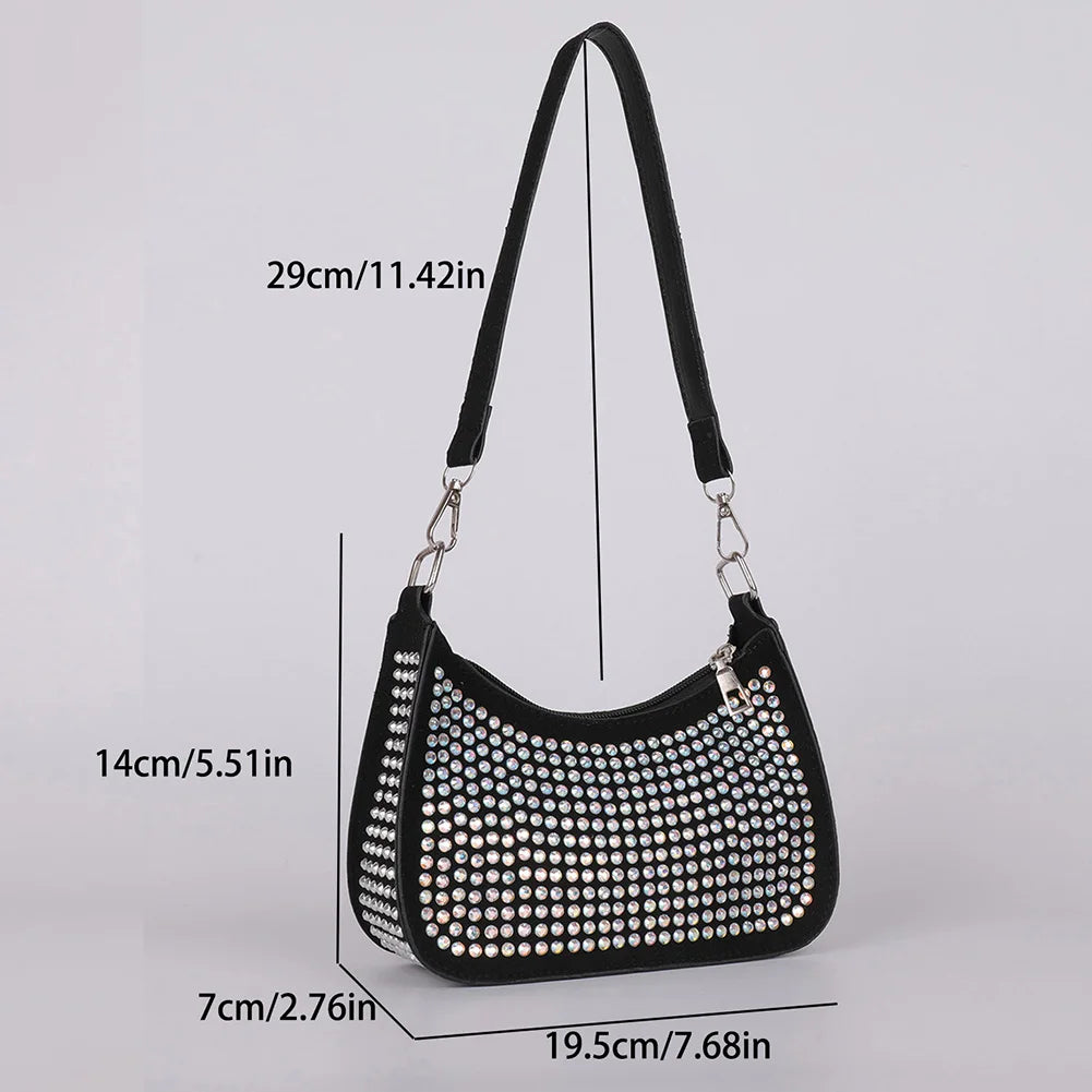 Rhinestone Shoulder Underarm Bag Casual Small Shoulder Shopping Bags