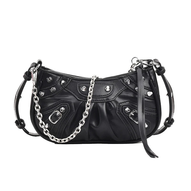 Women Rivet Crossbody Bag Chain Shoulder Messenger Bag