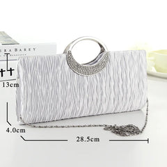 Satin Rhinestone Evening Clutch Bag Chain Handbag Purse Bridal Party