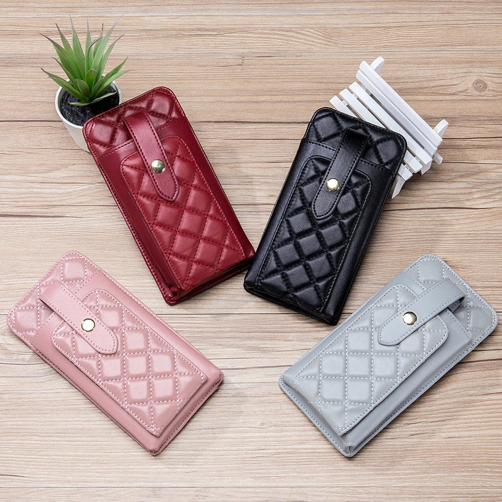 Small Sheepskin Crossbody Bag Mini Leather Plaid Shoulder Messenger Bag