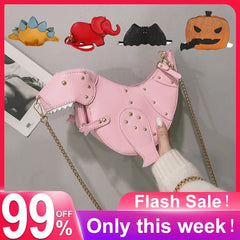 Cartoon Dinosaur Shoulder Bag Vintage Ladies Messenger Mini Purse Handbag