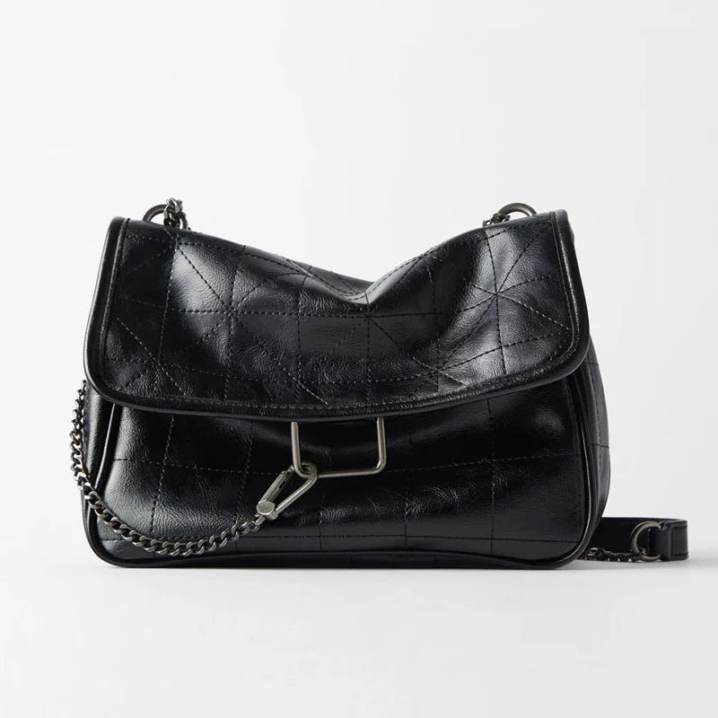 Casual Crossbody Bag with Metal Chain for Women