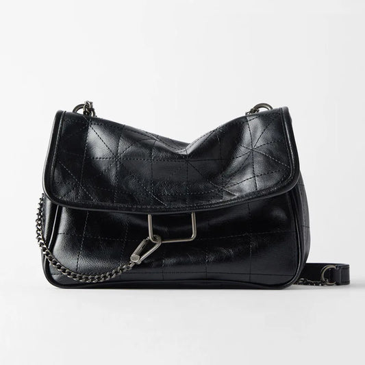 Casual Crossbody Bag with Metal Chain for Women
