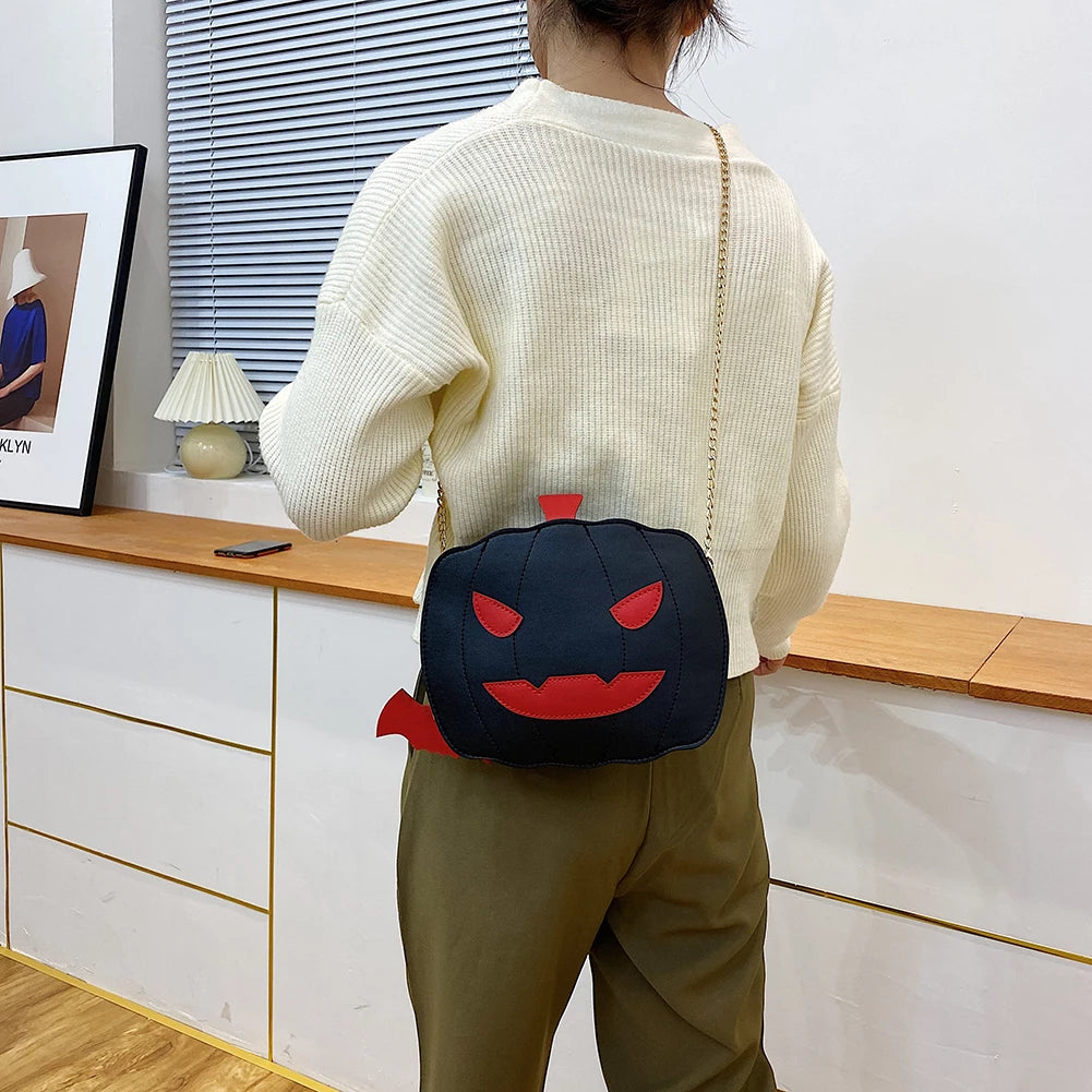 Funny Pumpkin Shape Shoulder Bag Chain Purse Glitter Crossbody Bag