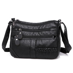 Women Shoulder Bag PU Leather Multi-layer Small Crossbody Bag Red Handbag