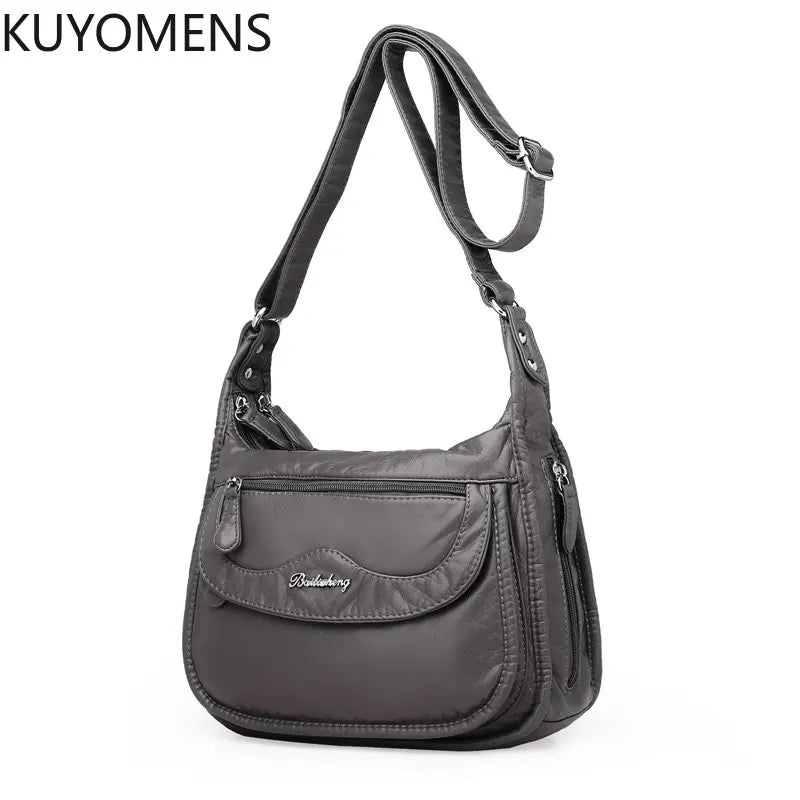 Women Shoulder Bag Pu Leather Crossbody Bag High Messenger Bag Grey
