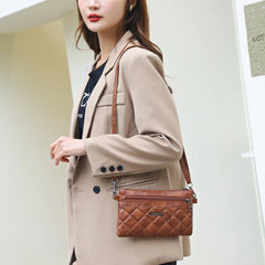 Soft Leather Shoulder Bag Solid Crossbody Satchel Flap Travel Business Bag