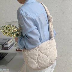 Winter Rhombic Lattice Crossbody Bag Solid Cotton Padded Handbag