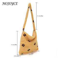 Winter Animal Pattern Plush Shoulder Bag