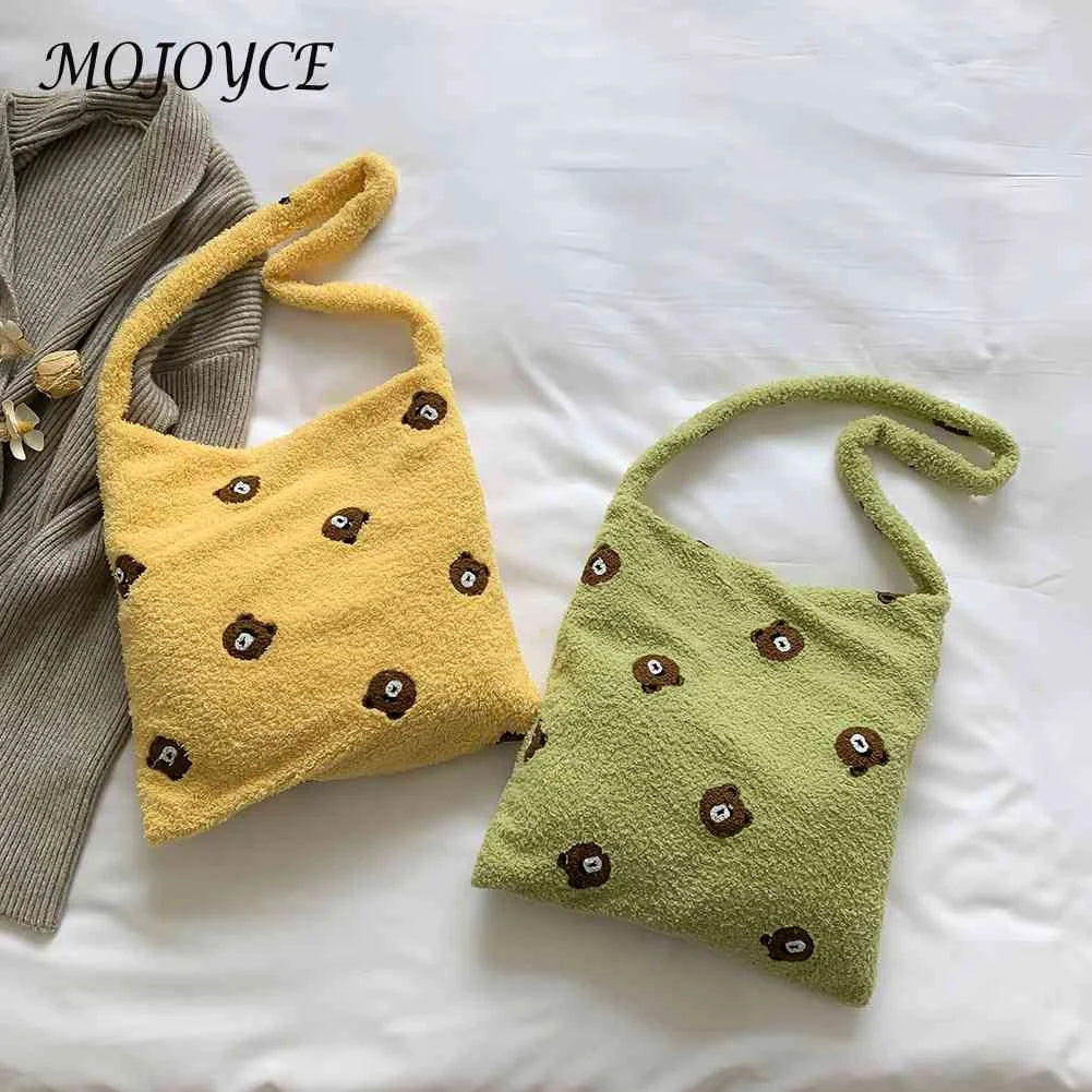 Winter Animal Pattern Plush Shoulder Bag