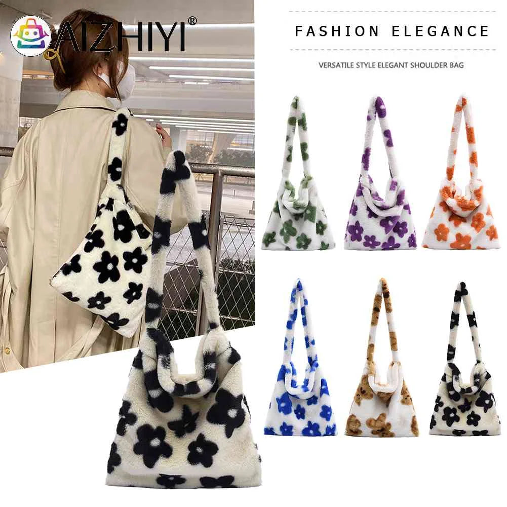 Flower Print Shoulder Handbag for Autumn Winter