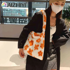 Flower Print Shoulder Handbag for Autumn Winter
