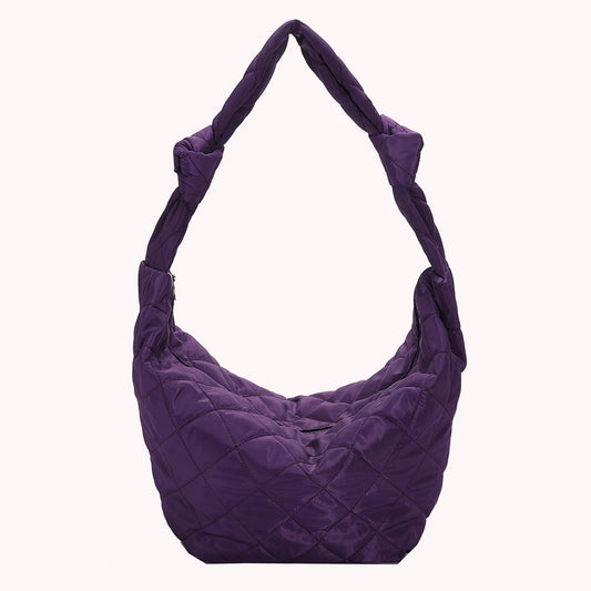Women Shoulder Handbags Solid Cotton Padded Top-handle Totes Casual