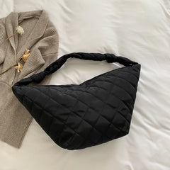 Women Shoulder Handbags Solid Cotton Padded Top-handle Totes Casual