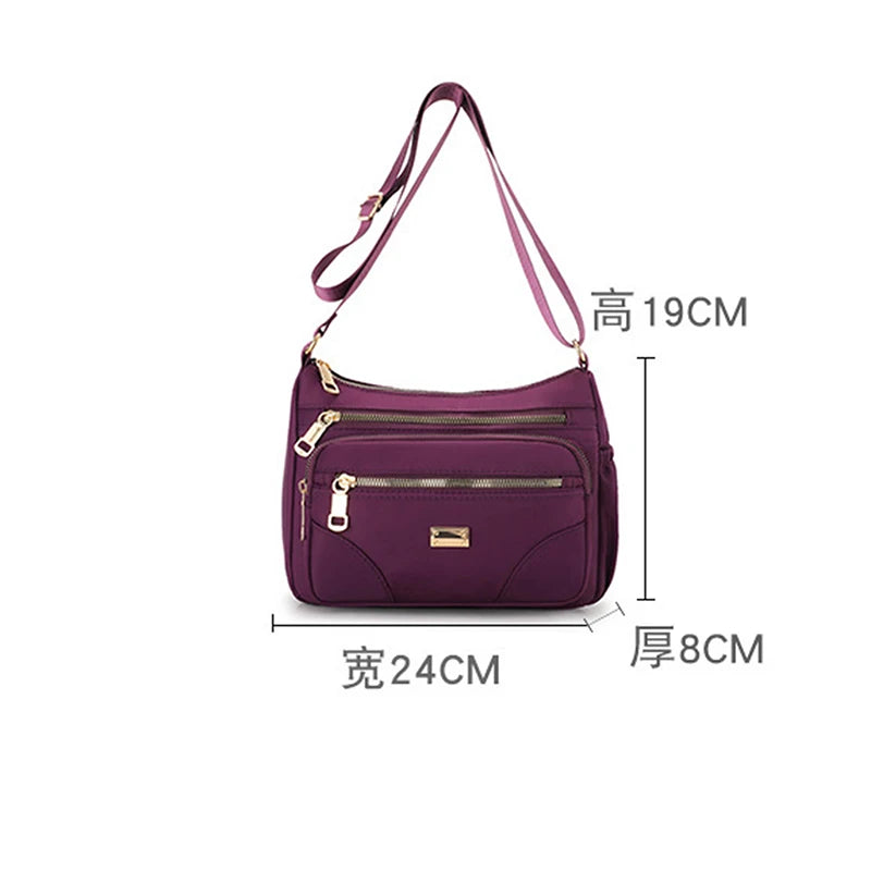 Nylon Shoulder Messenger Bag Waterproof Lightweight Travel Crossbody