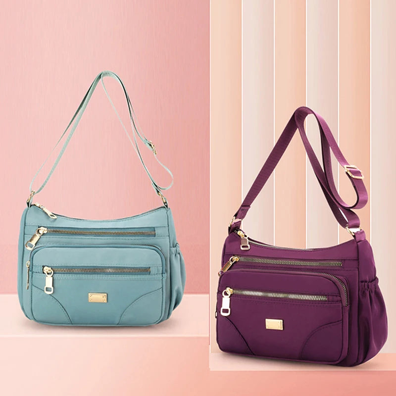 Nylon Shoulder Messenger Bag Waterproof Lightweight Travel Crossbody