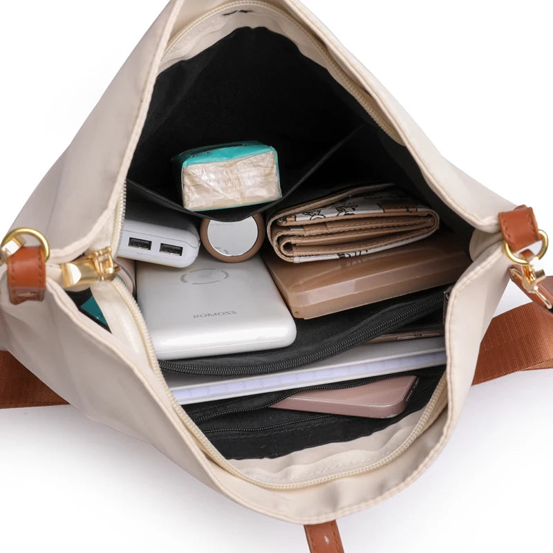 Women Shoulder Messenger Bag Waterproof Nylon Oxford PU Lightweight Package