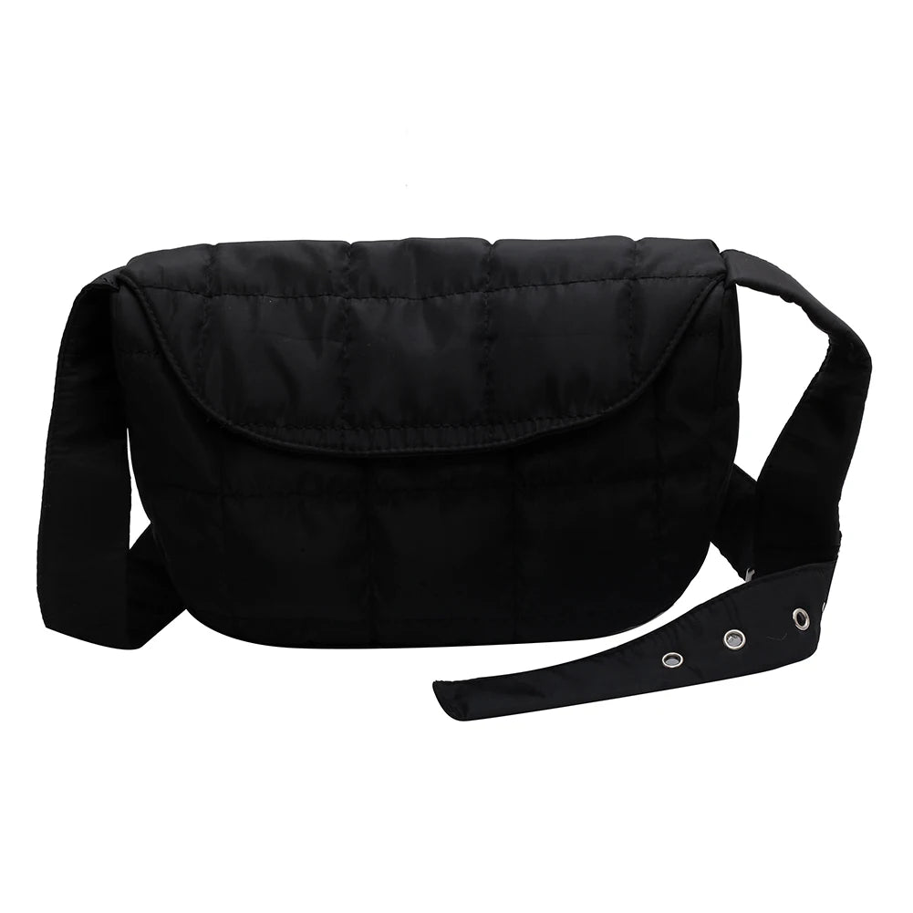 Quilted Sling Hand Bag Rhombus Pattern Flap Lightweight