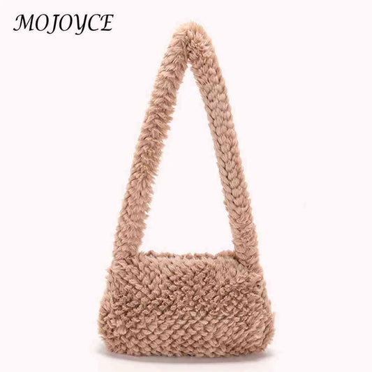 Solid Heart Plush Underarm Totes for Ladies