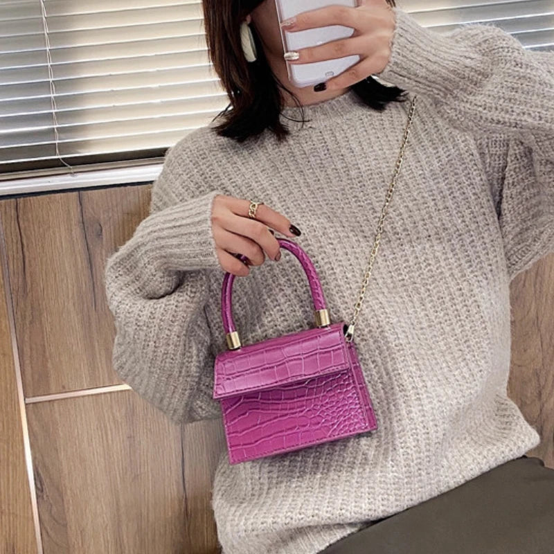 Crocodile Pattern Mini Square Bag All-match Shoulder Bag