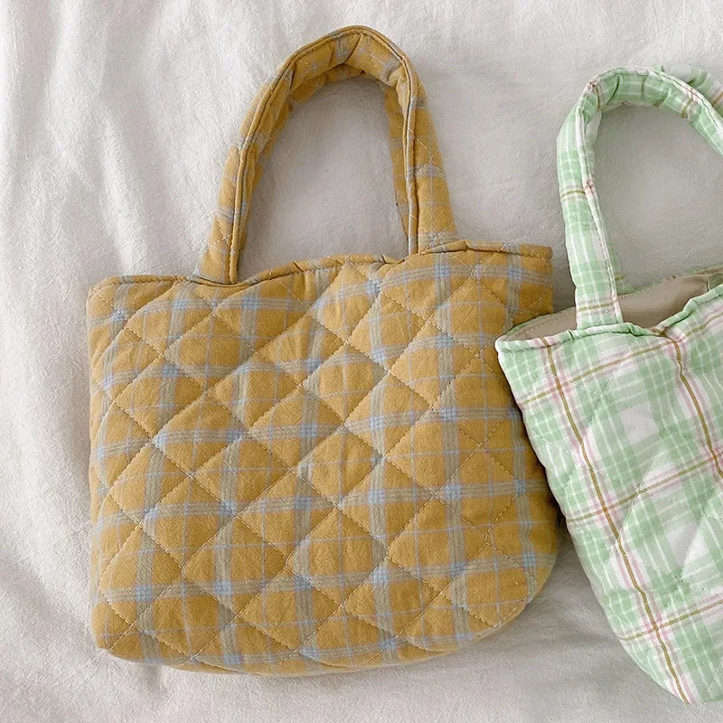 Plaid Shoulder Messenger Bag Vintage Ladies Purse Handbag Large Capacity Tote