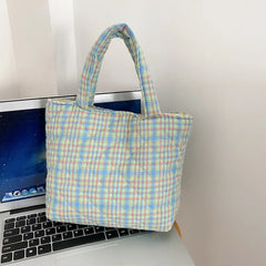 Plaid Shoulder Messenger Bag Vintage Ladies Purse Handbag Large Capacity Tote