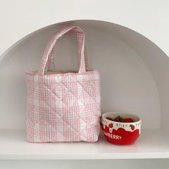 Plaid Shoulder Messenger Bag Vintage Ladies Purse Handbag Large Capacity Tote