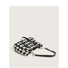 Women Small Shoulder Underarm Bag PU Leather Handbag Diamond Checked