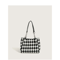 Women Small Shoulder Underarm Bag PU Leather Handbag Diamond Checked