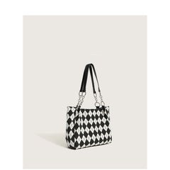 Women Small Shoulder Underarm Bag PU Leather Handbag Diamond Checked