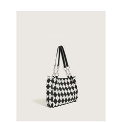 Women Small Shoulder Underarm Bag PU Leather Handbag Diamond Checked