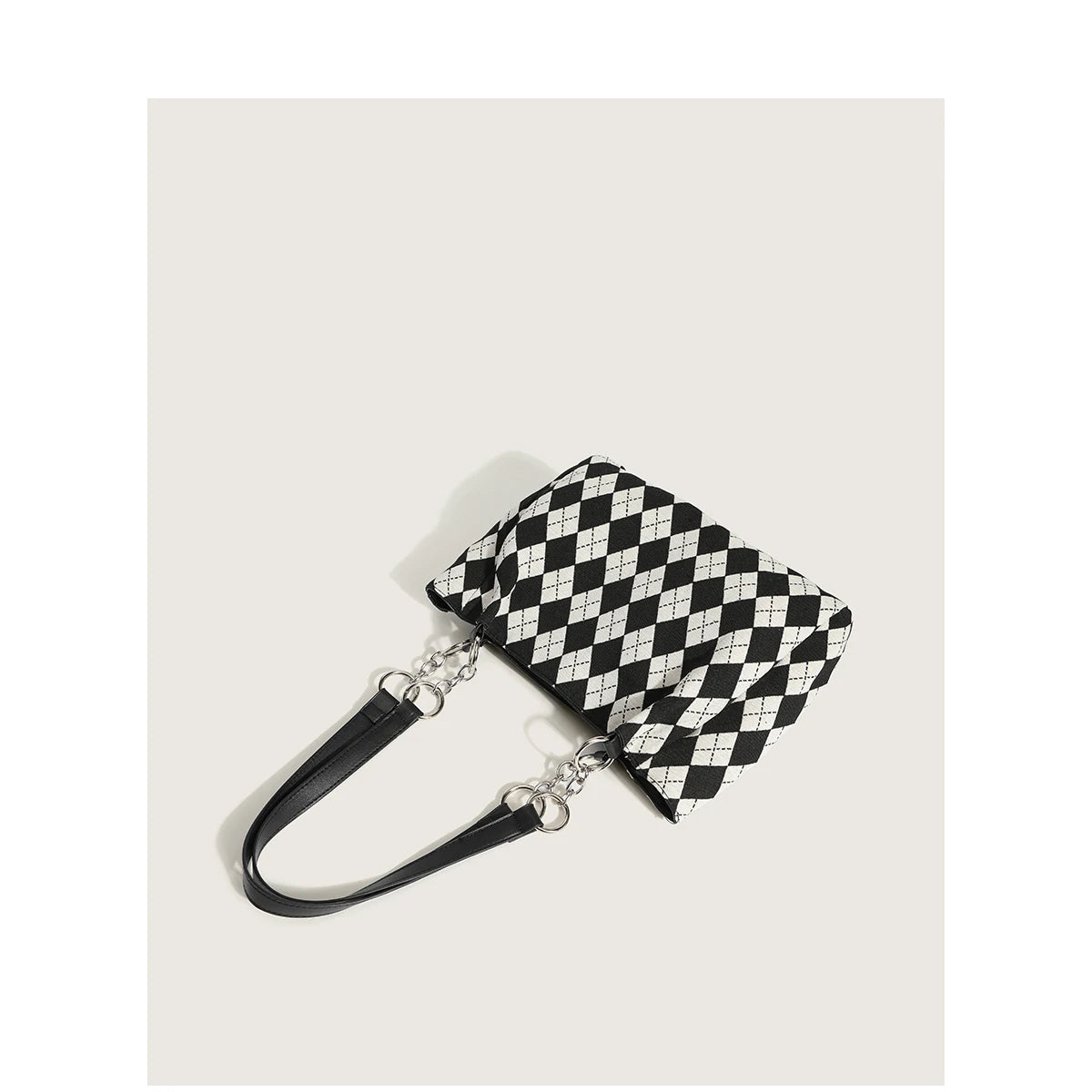 Women Small Shoulder Underarm Bag PU Leather Handbag Diamond Checked