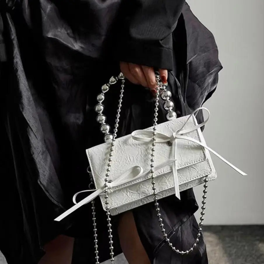 Women Small Square Shoulder Bag Metal Chain Crossbody Bag