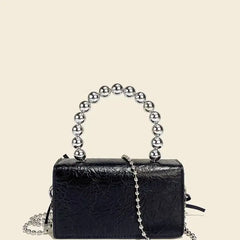 Women Small Square Shoulder Bag Metal Chain Crossbody Bag