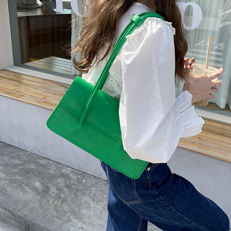Small Tote Shoulder Bag Retro Ladies Clutch Purse Handbags Solid PU Leather