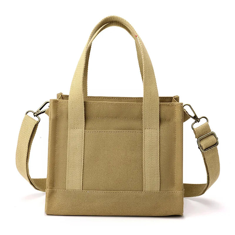 Solid Canvas Crossbody Bags Mini Square Handbags