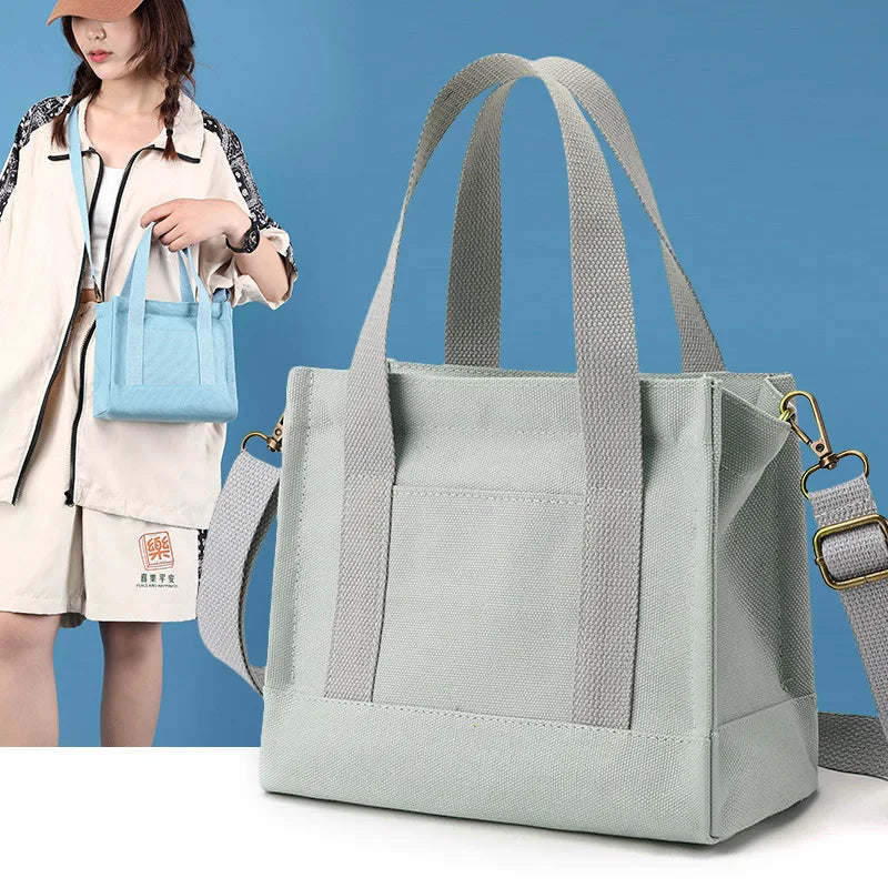 Solid Canvas Crossbody Bags Mini Square Handbags