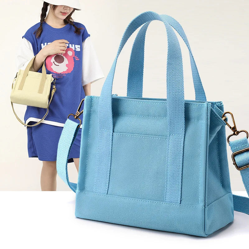 Solid Canvas Crossbody Bags Mini Square Handbags