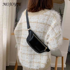 Women Solid Crossbody Bag Casual Ladies PU Leather Fanny Packs Small Purse