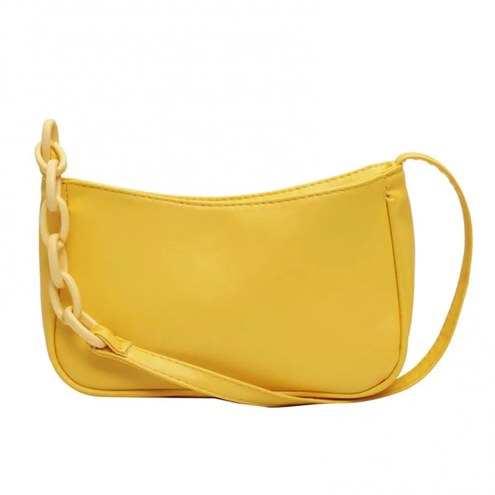 Women Faux Leather Chain Shoulder Tote Handbag