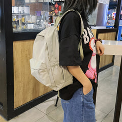 Women Solid Nylon Backpack Preppy Style Students School Bags