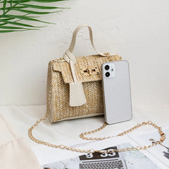 Straw Woven Shoulder Crossbody Messenger Bag for Women
