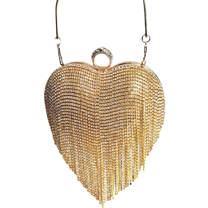 Tassel Evening Bags Diamonds Beaded Clutch Wedding Purse Shoulder Party