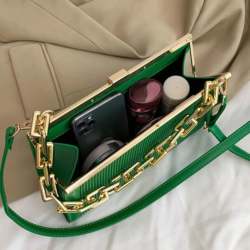 Thick Chain Armpit Bags Green Pink Shoulder Bags