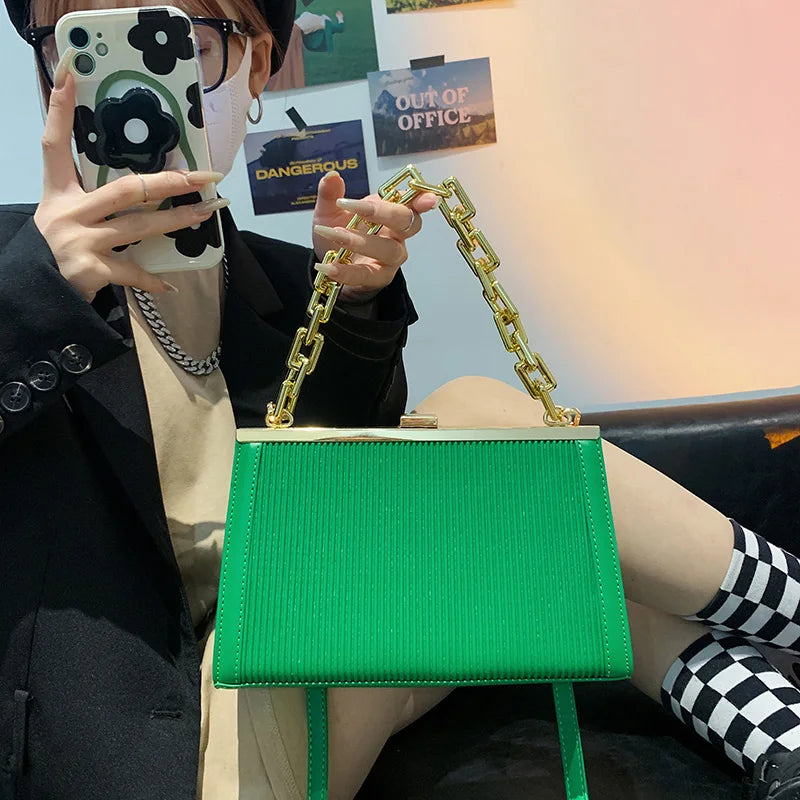 Thick Chain Armpit Bags Green Pink Shoulder Bags