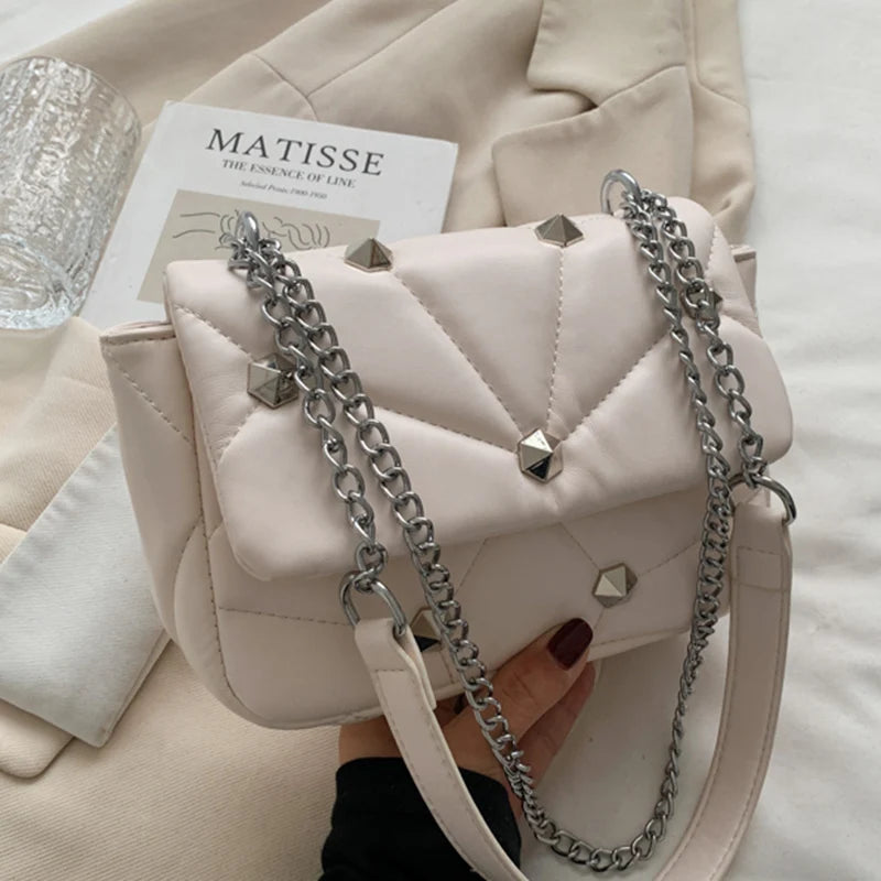 Women Thick Chain Flap Bag Green Crossbody Handbag