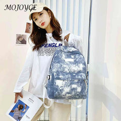 Tie Dye Print Backpack Preppy Style School Travel Rucksack