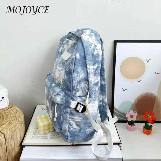 Tie Dye Print Backpack Preppy Style School Travel Rucksack
